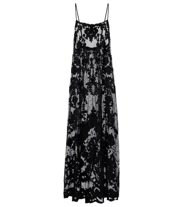 Juliet Dunn Embroidered sheer cotton maxi dress
