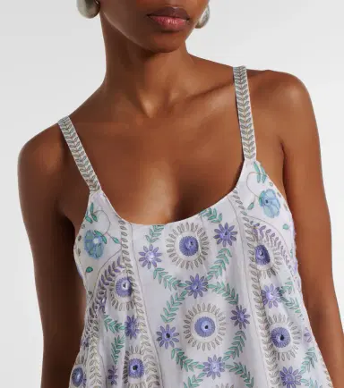 Juliet Dunn Embellished floral cotton midi dress | Thumbnail 2
