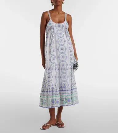 Juliet Dunn Embellished floral cotton midi dress | Thumbnail 3