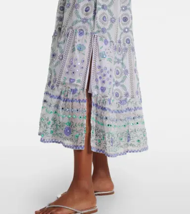 Juliet Dunn Embellished floral cotton midi dress | Thumbnail 4
