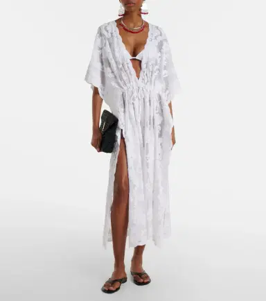Juliet Dunn Embroidered sheer cotton kaftan | Thumbnail 3