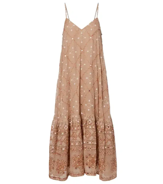 Embellished cotton midi dress