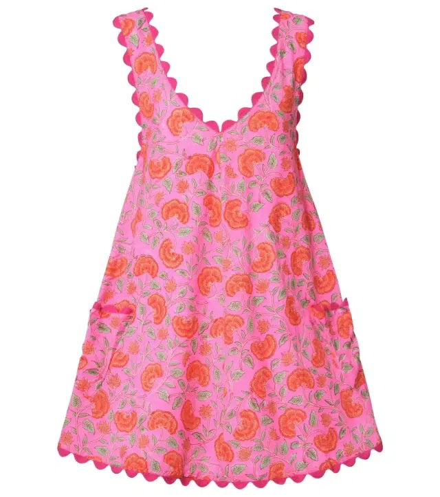 Floral scalloped cotton minidress
