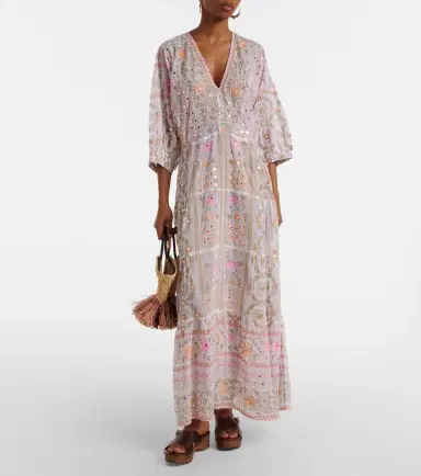 Juliet Dunn Embellished floral cotton maxi dress | Thumbnail 4