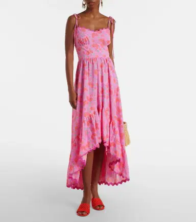 Juliet Dunn Asymmetric floral cotton midi dress | Thumbnail 2