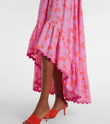 Juliet Dunn Asymmetric floral cotton midi dress | Thumbnail 5