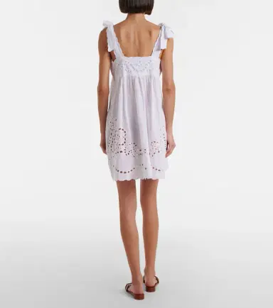 Juliet Dunn Broderie anglaise scalloped cotton minidress | Thumbnail 4