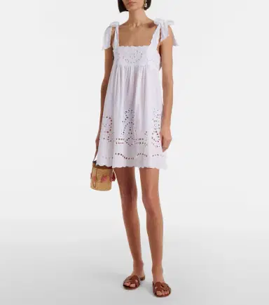 Juliet Dunn Broderie anglaise scalloped cotton minidress | Thumbnail 5