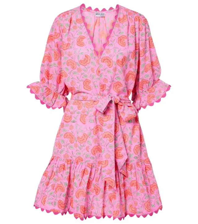 Floral scalloped cotton minidress