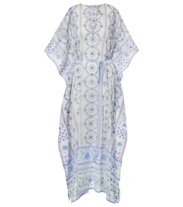 Embellished floral cotton kaftan