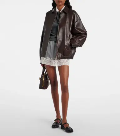 Miu Miu Lace-trimmed silk miniskirt | Thumbnail 3