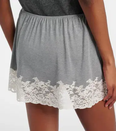 Miu Miu Lace-trimmed silk miniskirt | Thumbnail 4