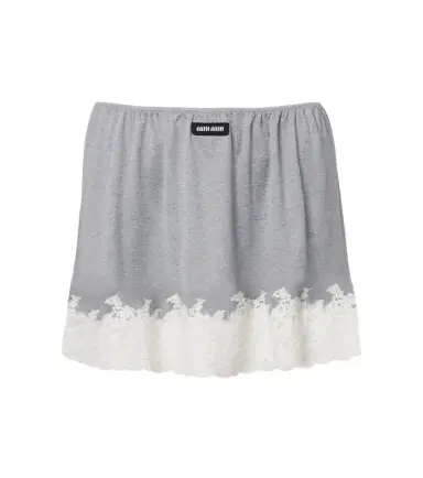Miu Miu Lace-trimmed silk miniskirt | Thumbnail 1