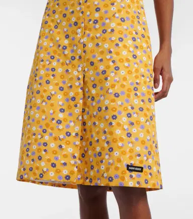 Miu Miu Floral cotton poplin midi dress | Thumbnail 2