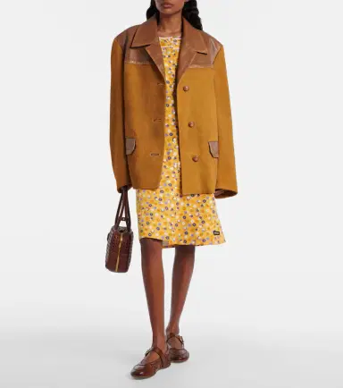Miu Miu Floral cotton poplin midi dress | Thumbnail 4
