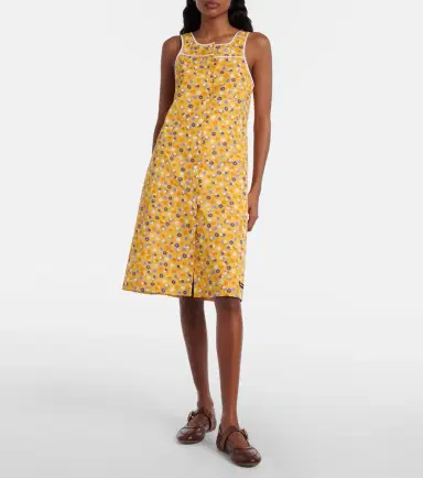 Miu Miu Floral cotton poplin midi dress | Thumbnail 5