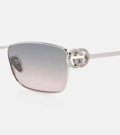 Gucci Interlocking G crystal-embellished rectangular sunglasses | Thumbnail 5