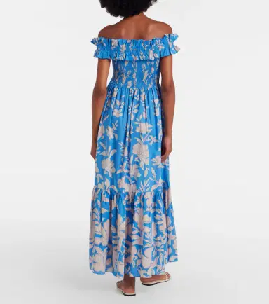 Poupette St Barth Suzanne shirred cotton muslin maxi dress | Thumbnail 2