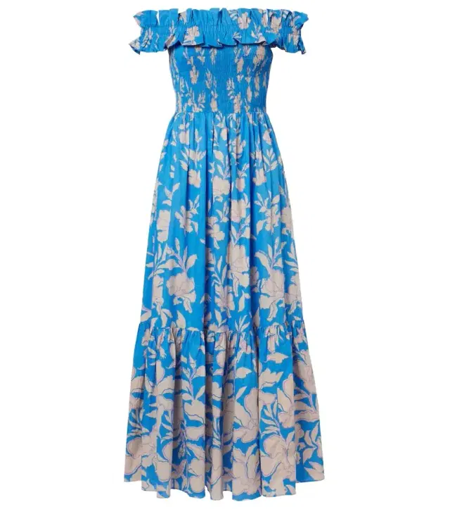 Suzanne shirred cotton muslin maxi dress
