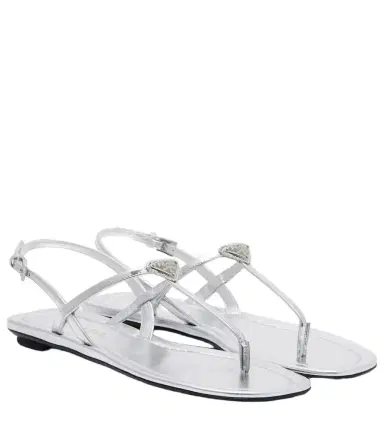 Prada Metallic leather sandals | Thumbnail 1 Prada Metallic leather sandals | Thumbnail 1