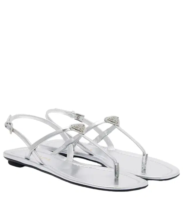 Prada Metallic leather sandals