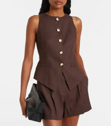 Veronica Beard Hartwell linen-blend twill vest | Thumbnail 2