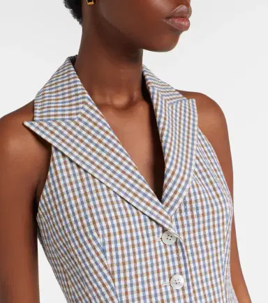 Veronica Beard Gingham cotton seersucker vest | Thumbnail 4 Veronica Beard Gingham cotton seersucker vest | Thumbnail 4