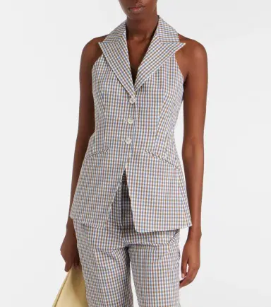 Veronica Beard Gingham cotton seersucker vest | Thumbnail 6 Veronica Beard Gingham cotton seersucker vest | Thumbnail 6