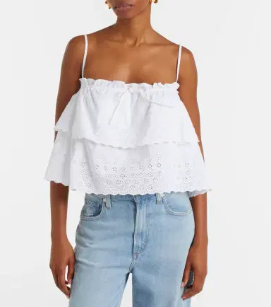 Veronica Beard Oseanna cotton poplin crop top | Thumbnail 3 Veronica Beard Oseanna cotton poplin crop top | Thumbnail 3