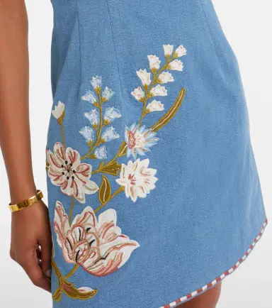 Veronica Beard Chester floral denim minidress | Thumbnail 3 Veronica Beard Chester floral denim minidress | Thumbnail 3
