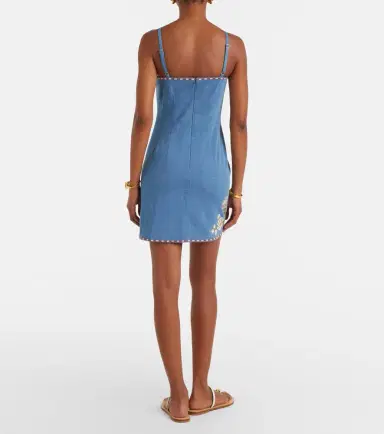 Veronica Beard Chester floral denim minidress | Thumbnail 4 Veronica Beard Chester floral denim minidress | Thumbnail 4