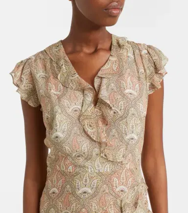 Veronica Beard Avenel printed ruffled silk midi dress | Thumbnail 6