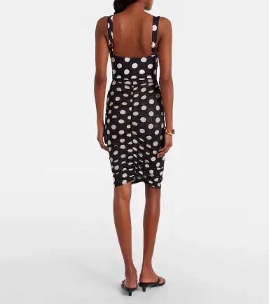 Montce Polka-dot ruched mesh midi skirt | Thumbnail 3