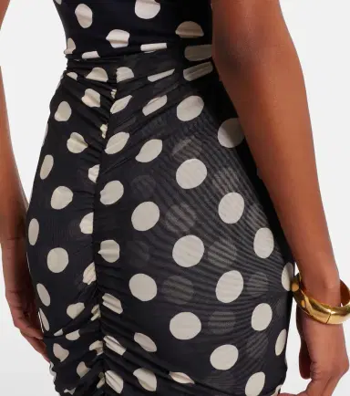 Montce Polka-dot ruched mesh midi skirt | Thumbnail 4