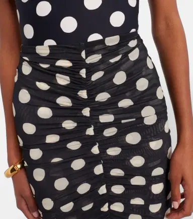 Montce Polka-dot ruched mesh midi skirt | Thumbnail 6