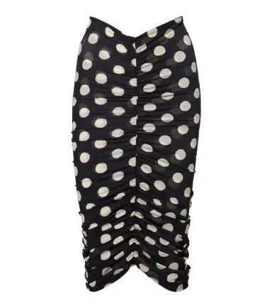 Montce Polka-dot ruched mesh midi skirt | Thumbnail 1