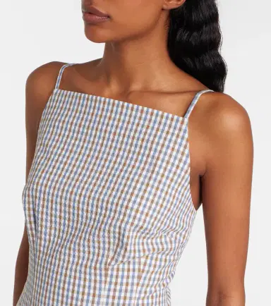 Veronica Beard Gingham cotton seersucker minidress | Thumbnail 4