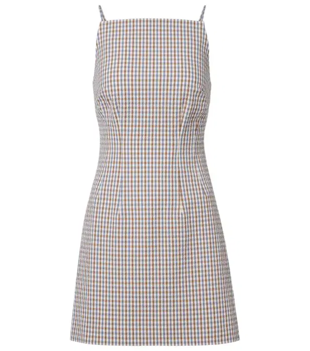 Gingham cotton seersucker minidress
