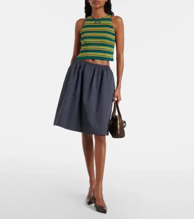 Miu Miu Ribbed-knit striped cotton-blend top | Thumbnail 2