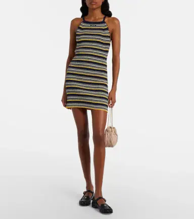 Miu Miu Striped cotton-blend minidress | Thumbnail 3
