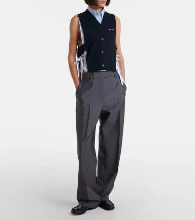 Miu Miu Cutout cropped cotton poplin shirt | Thumbnail 3