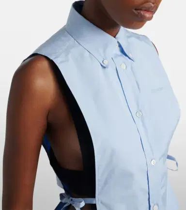 Miu Miu Cutout cropped cotton poplin shirt | Thumbnail 5