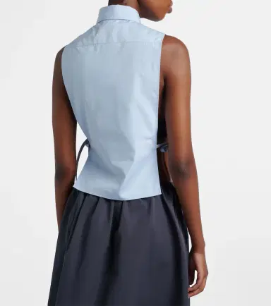 Miu Miu Cutout cropped cotton poplin shirt | Thumbnail 6