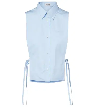 Miu Miu Cutout cropped cotton poplin shirt | Thumbnail 1