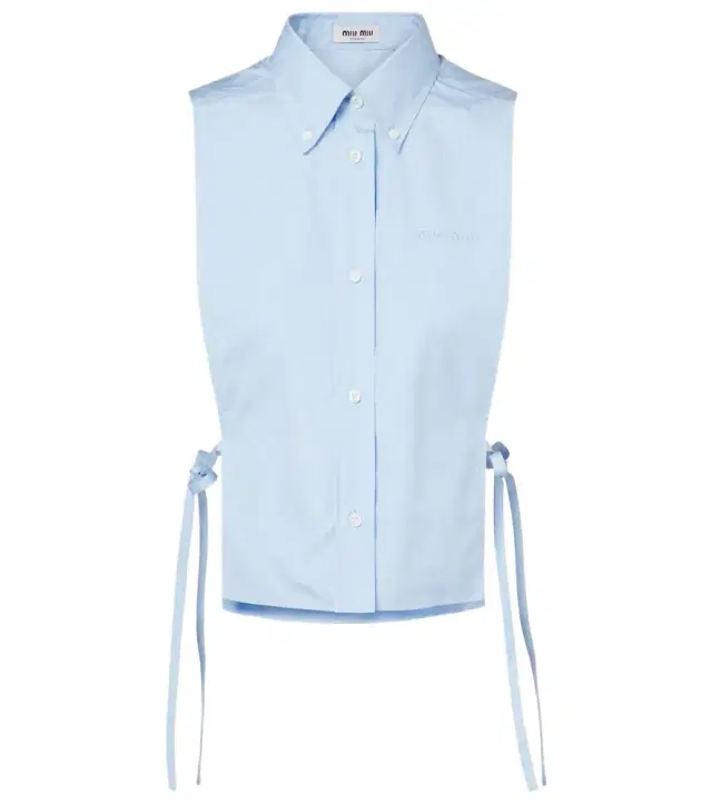 Cutout cropped cotton poplin shirt