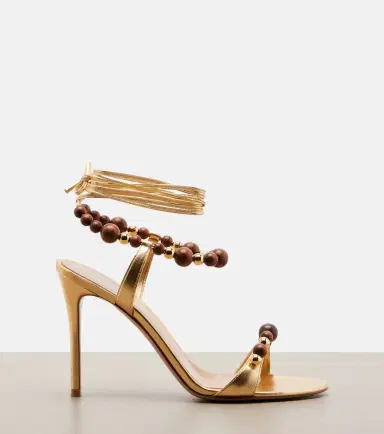 Gianvito Rossi Embellished metallic leather slingback sandals | Thumbnail 3