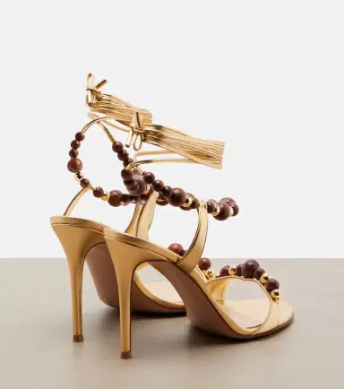 Gianvito Rossi Embellished metallic leather slingback sandals | Thumbnail 4