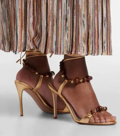 Gianvito Rossi Embellished metallic leather slingback sandals | Thumbnail 6