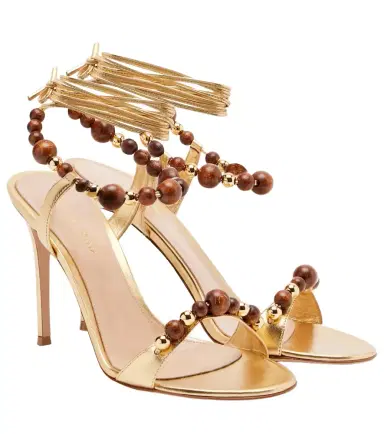 Gianvito Rossi Embellished metallic leather slingback sandals | Thumbnail 1