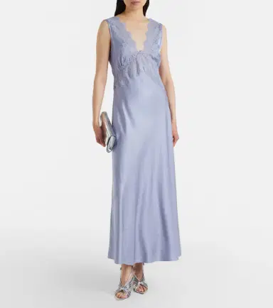 Rixo Lysandra lace-trimmed satin maxi dress | Thumbnail 2